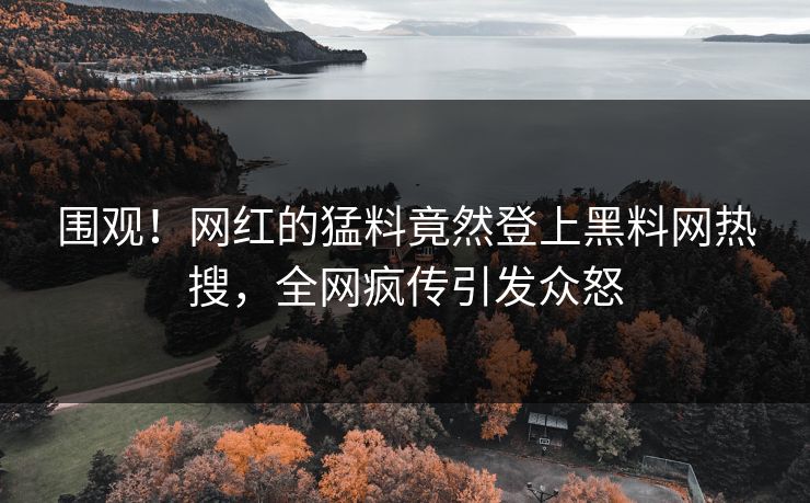 围观！网红的猛料竟然登上黑料网热搜，全网疯传引发众怒