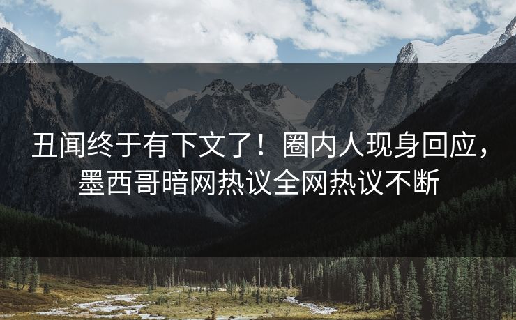 丑闻终于有下文了！圈内人现身回应，墨西哥暗网热议全网热议不断
