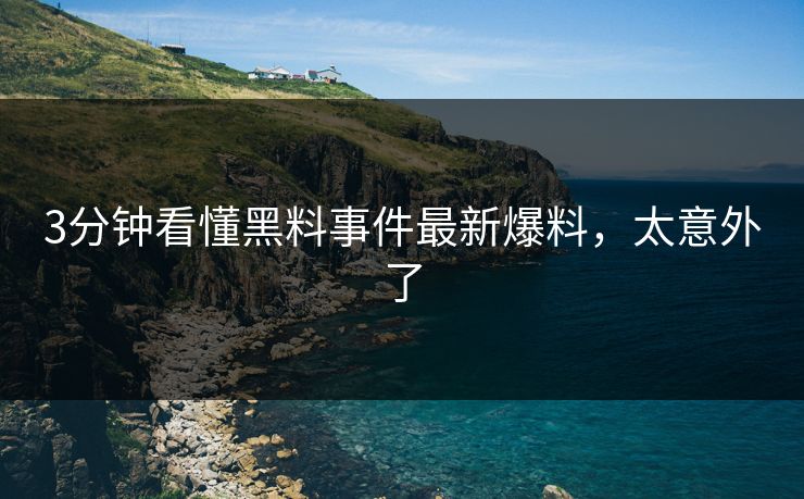 3分钟看懂黑料事件最新爆料，太意外了