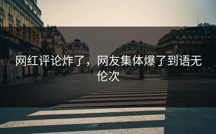 网红评论炸了，网友集体爆了到语无伦次