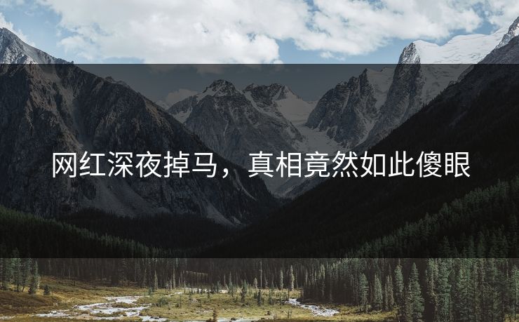 网红深夜掉马，真相竟然如此傻眼