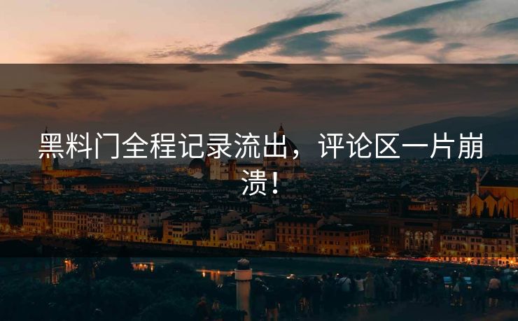 黑料门全程记录流出，评论区一片崩溃！