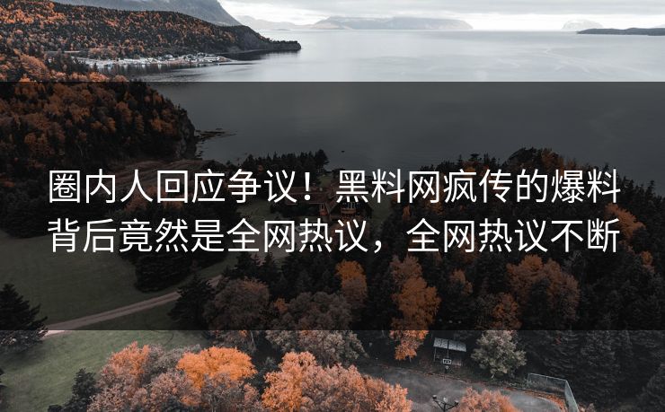 圈内人回应争议！黑料网疯传的爆料背后竟然是全网热议，全网热议不断