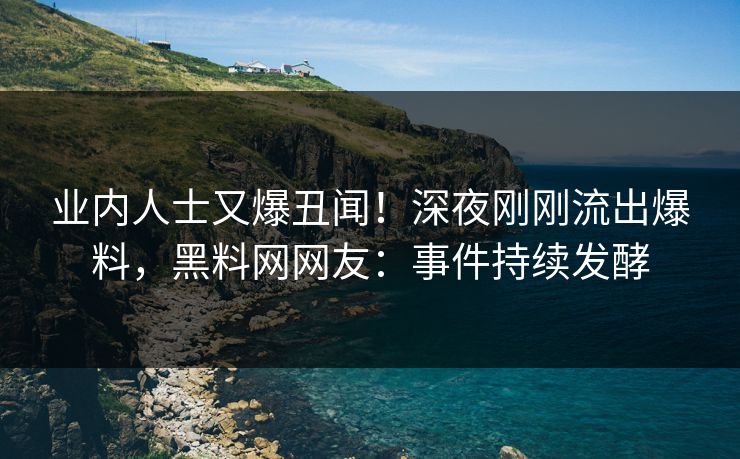 业内人士又爆丑闻！深夜刚刚流出爆料，黑料网网友：事件持续发酵