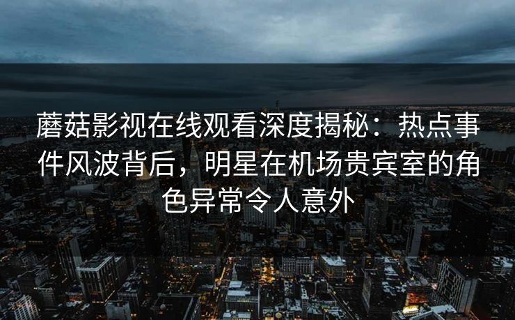 蘑菇影视在线观看深度揭秘：热点事件风波背后，明星在机场贵宾室的角色异常令人意外