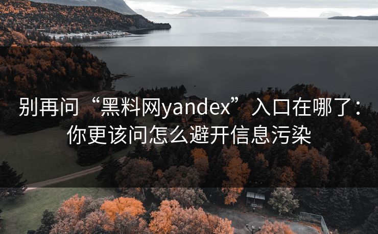 别再问“黑料网yandex”入口在哪了：你更该问怎么避开信息污染